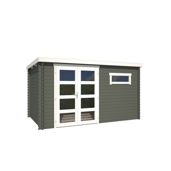 Blokhut Maastricht 400x250 cm Geverfd Green Grey-Wit