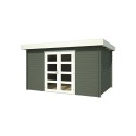 Blokhut Reuver 28 mm 400x295 cm Geverfd Green Grey-Wit