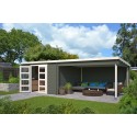 Blokhut Wessem met overkapping 730x350 cm Geverfd Green Grey-Wit