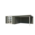 Blokhut Wessem met overkapping 730x350 cm Geverfd Green Grey-Wit