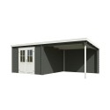 Blokhut Wittem met overkapping 601x312 cm Geverfd Green Grey-Wit