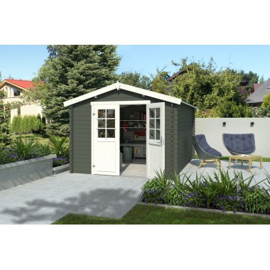 Blokhut Klimmen 295x400 cm Geverft Green Grey-Wit