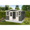Blokhut Beek 396x312 cm Geverfd Green Grey-Wit