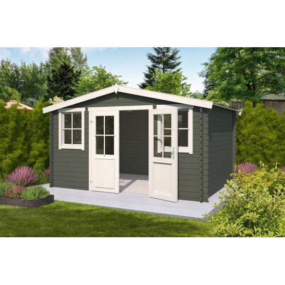 Blokhut Beek 396x312 cm Geverfd Green Grey-Wit