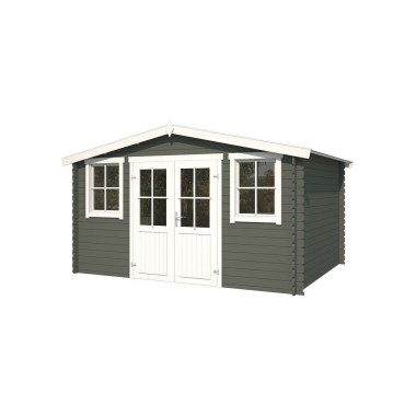 Blokhut Beek 396x312 cm Geverfd Green Grey-Wit