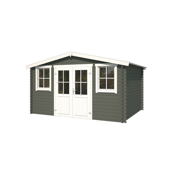 Blokhut Beek 396x312 cm Geverfd Green Grey-Wit