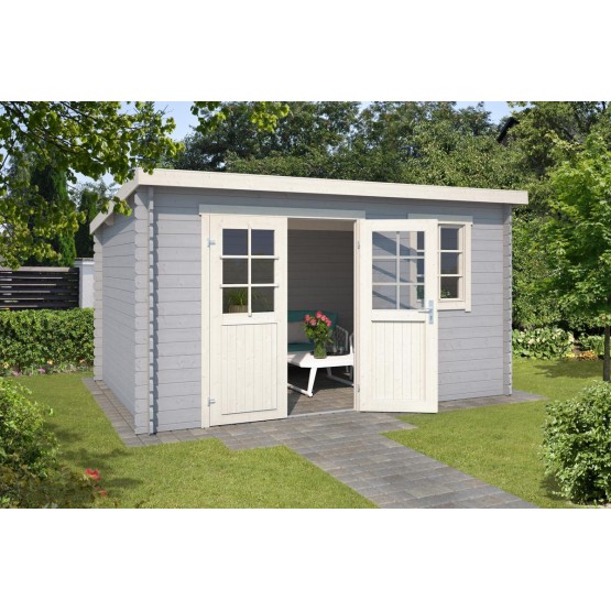 Blokhut Born 2  28 mm 400x295 cm Geverfd Platinum Grey (Licht grijs)